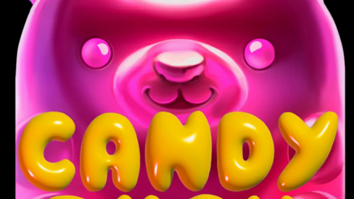 Tampilan visual ceria dan penuh warna dari permainan slot Candy Rush dengan simbol permen di grid 7x7